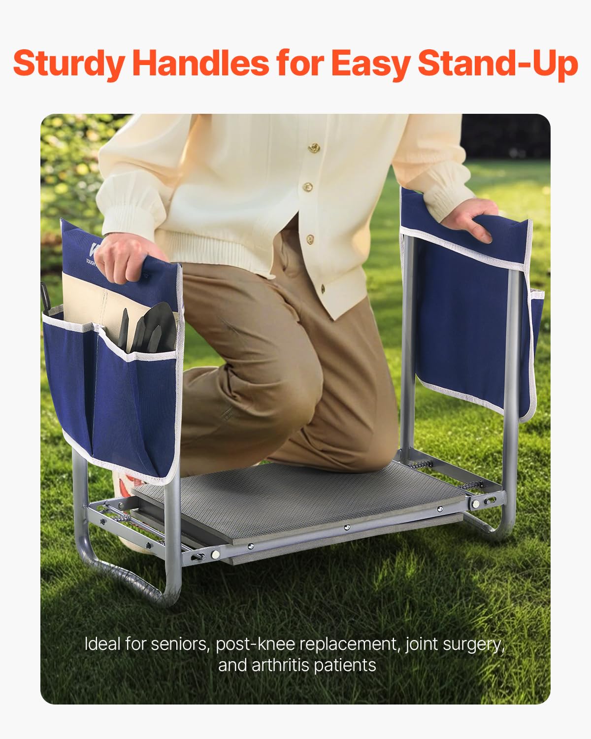 VEVOR Garden Kneeler and Seat Heavy Duty, Portable Garden Stool with 11'' EVA Kneeling Pad and 2