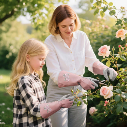 Rose Pruning Gloves Thorn Resistant, Embroidery Gardening Gloves with Extra Long Forearm Protection