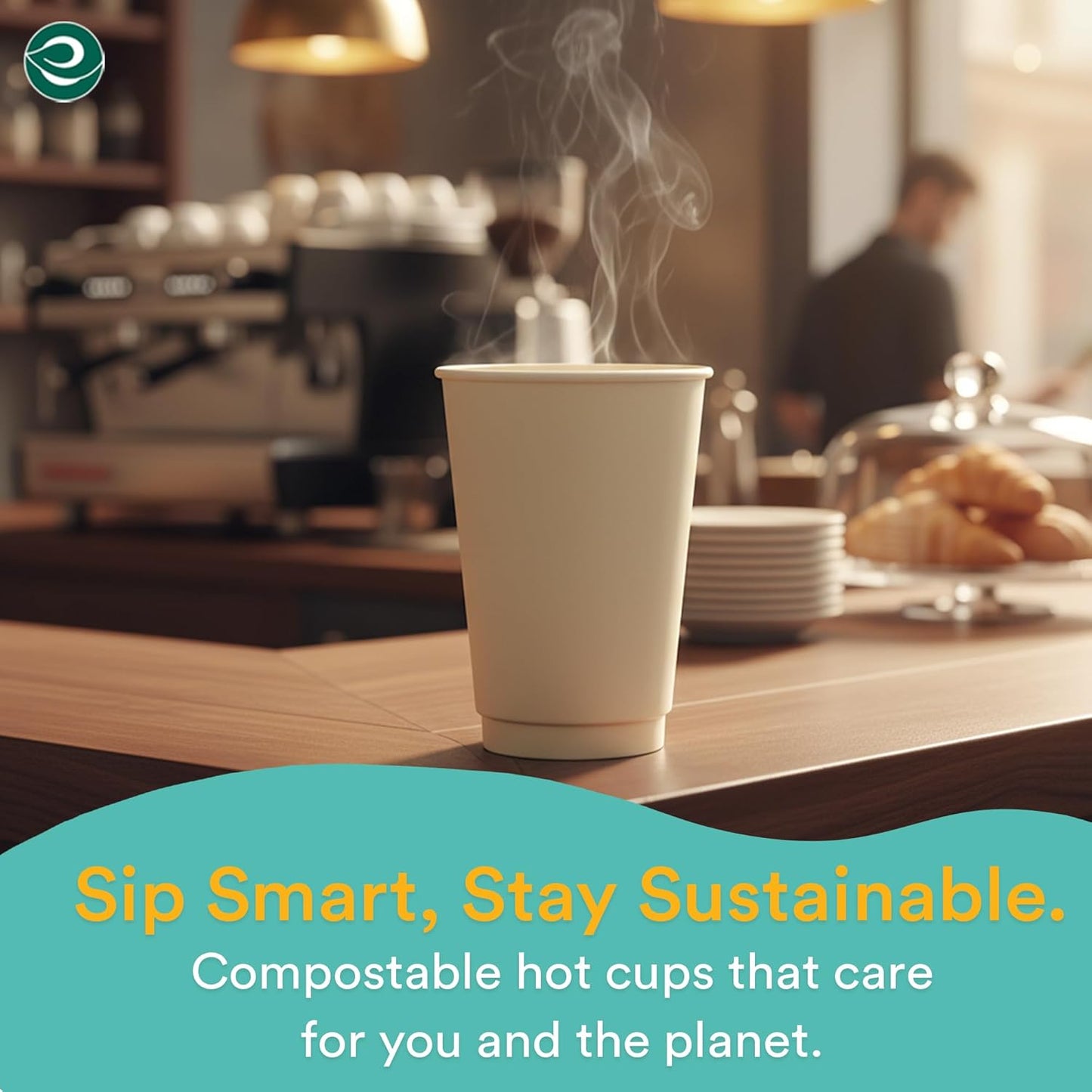ECO SOUL 100% Compostable Plant-Based Hot Cups | 16oz, 12oz, 8oz | Disposable Bagasse Paper Cups | Eco-friendly Cups | Sturdy, Microwave & Oven Safe (200, 8oz)
