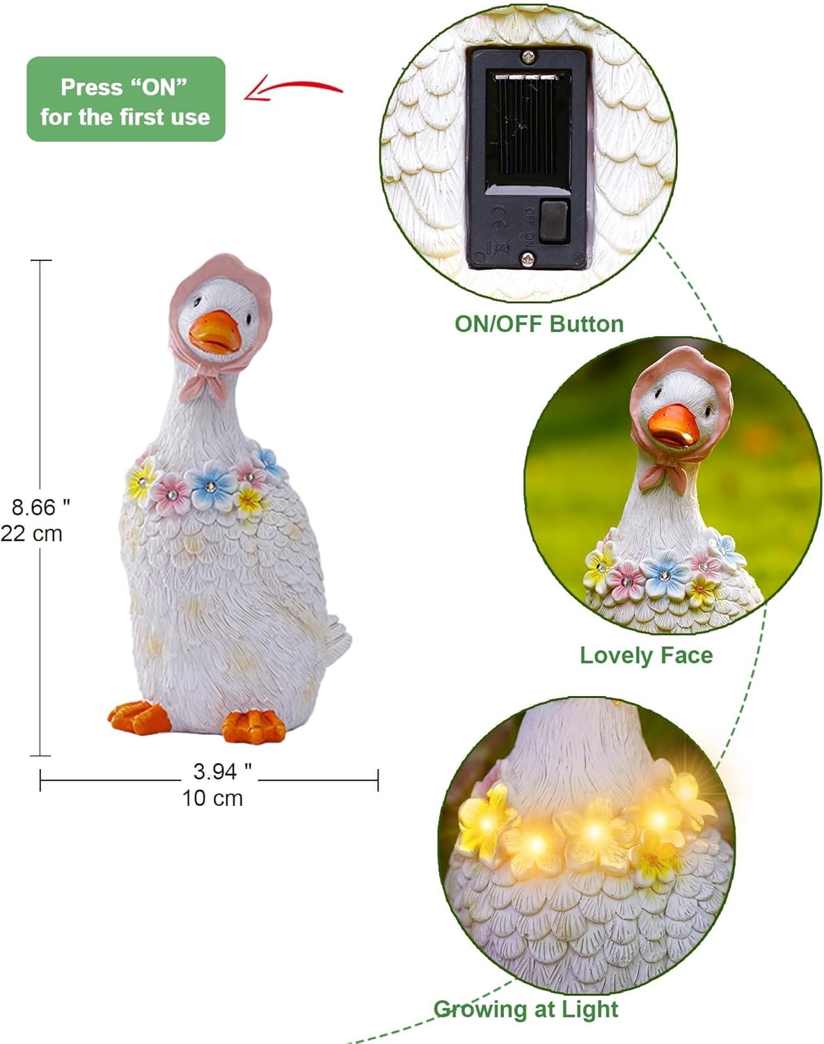 Porch Goose Statues for Garden Decor: Outdoor Sculpture for Lawn Patio Yard Balcony Ornaments - Gifts for Mother Grandma Women(White)