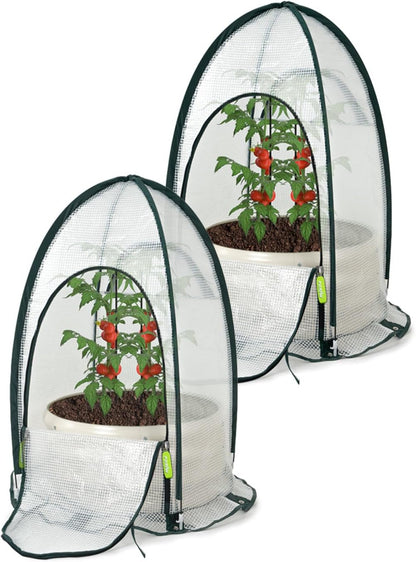 Pop up Greenhouse Tent Cover Tunnel Plant House,Large Gardening Flower Sunshine Room with Mesh Windows,Backyard PE Cover for Cold Frost Protector with Stakes and Rope Guys (Mini Size 29″)