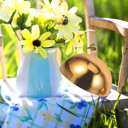 5Pcs Golden Stainless Steel Gazing Spheres Reflective Half Ball Garden Decor for Unique Photography and Outdoor Decoration