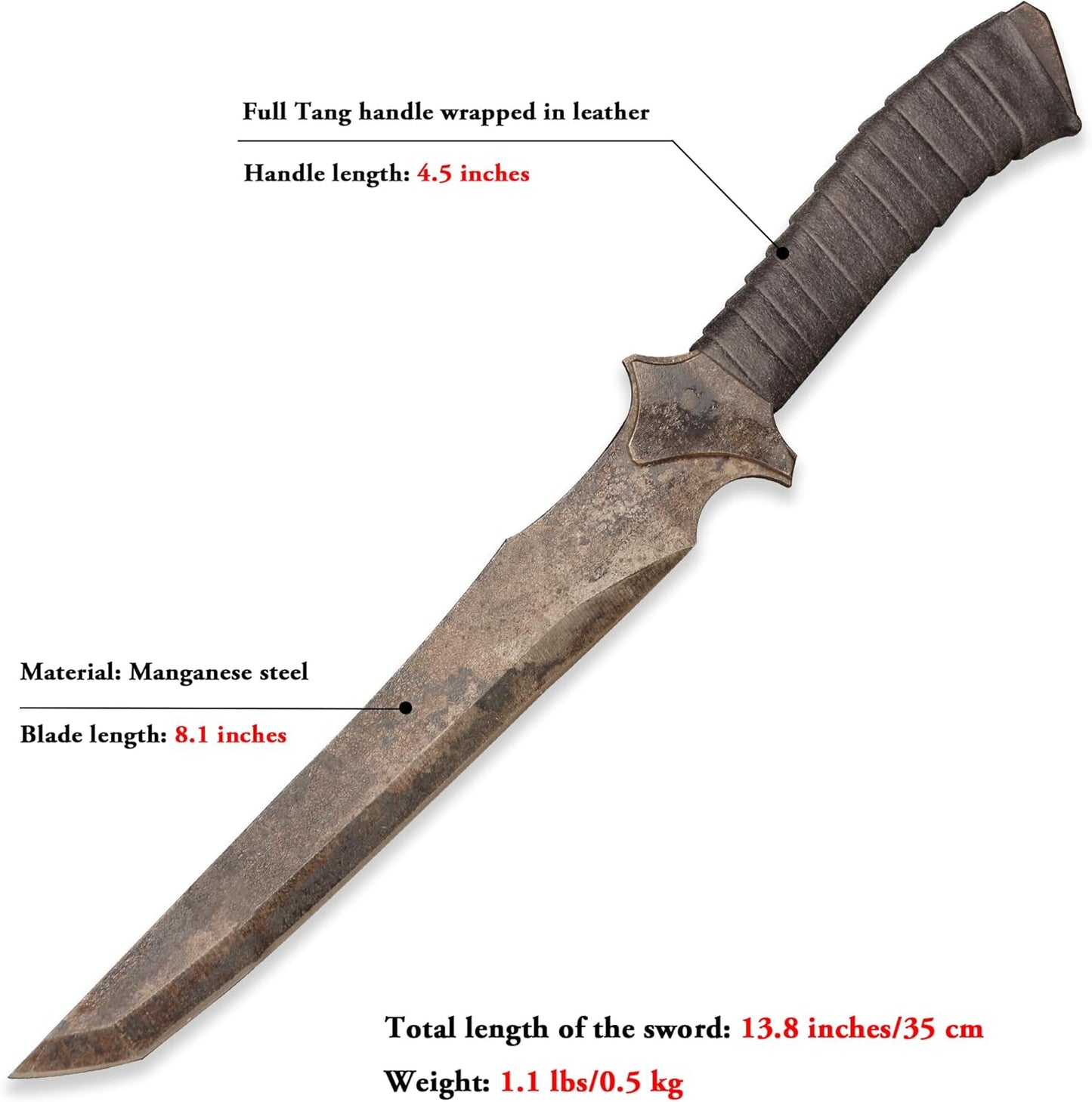 SV Handmade cast Manganese Steel Chopping Blade Sword, Full Tang, Outdoor, Hunting, Camping, Hiking, Survival, with Protective Cover, Multiple Styles to Choose from