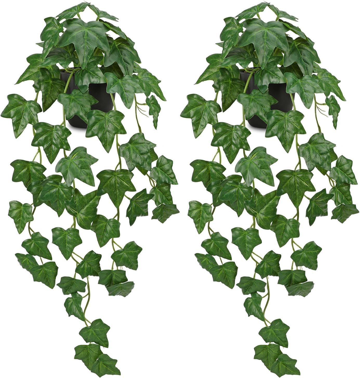 Set of 2 Fake Ivy Plant for Home Decor Indoor Silk Artificial Hanging Plant 25" Fake Ivy Vine Faux Ivy Leaves for House Room Indoor Outdoor Home Shelf Office Plant Decor