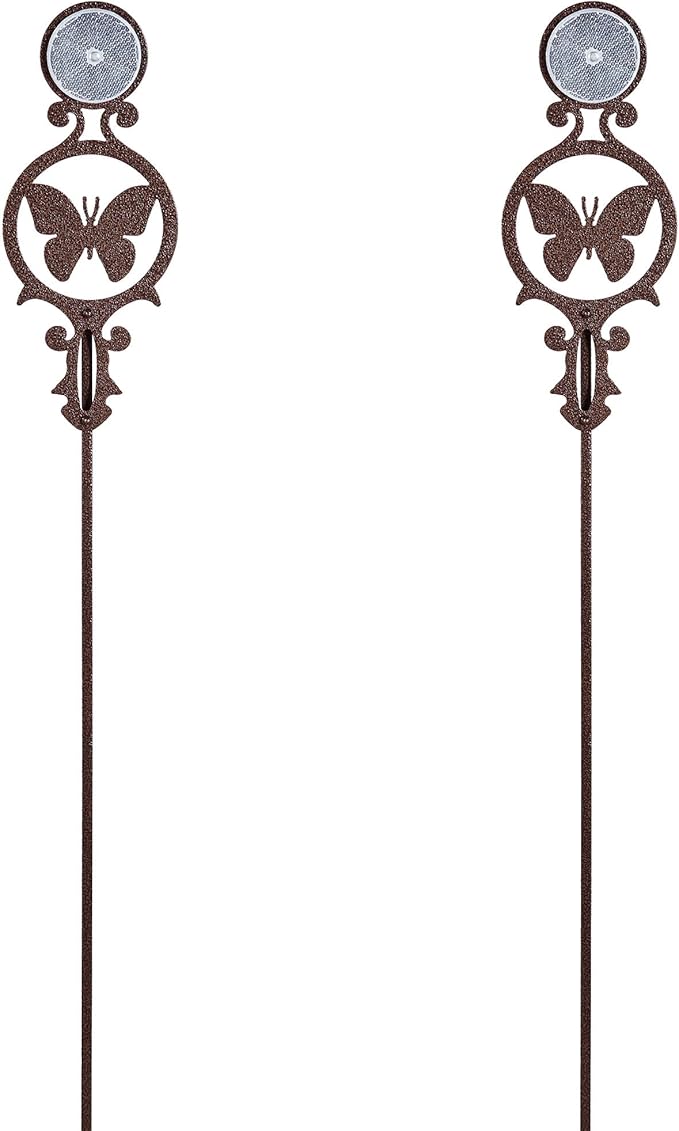 Touch of Class Pathways Reflective Driveway Marker Stake Set of Two for Outdoor Use | Butterfly Emblem Design | Personalized Tall Reflector Set of 2 | Weathered Bronze Durable Finish