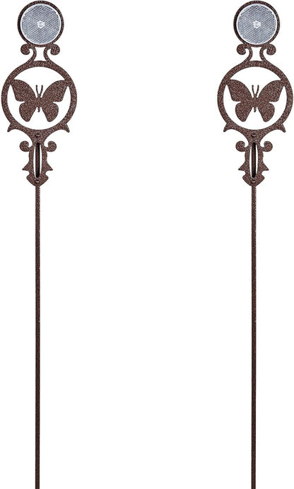 Touch of Class Pathways Reflective Driveway Marker Stake Set of Two for Outdoor Use | Butterfly Emblem Design | Personalized Tall Reflector Set of 2 | Weathered Bronze Durable Finish