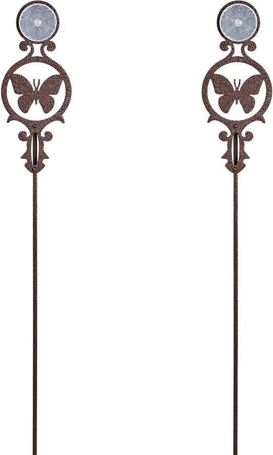 Touch of Class Pathways Reflective Driveway Marker Stake Set of Two for Outdoor Use | Butterfly Emblem Design | Personalized Tall Reflector Set of 2 | Weathered Bronze Durable Finish