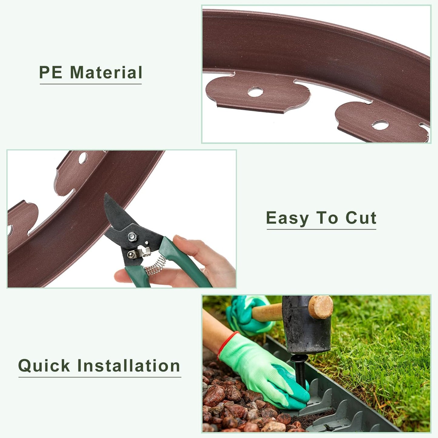 uxcell Landscape Edging, 1Pcs 40FT x 2" - No Dig Garden Edging Kit with 36 Stakes, Landscape Edging Border for Garden Lawn Flower Bed Yard Grass (Coffee)