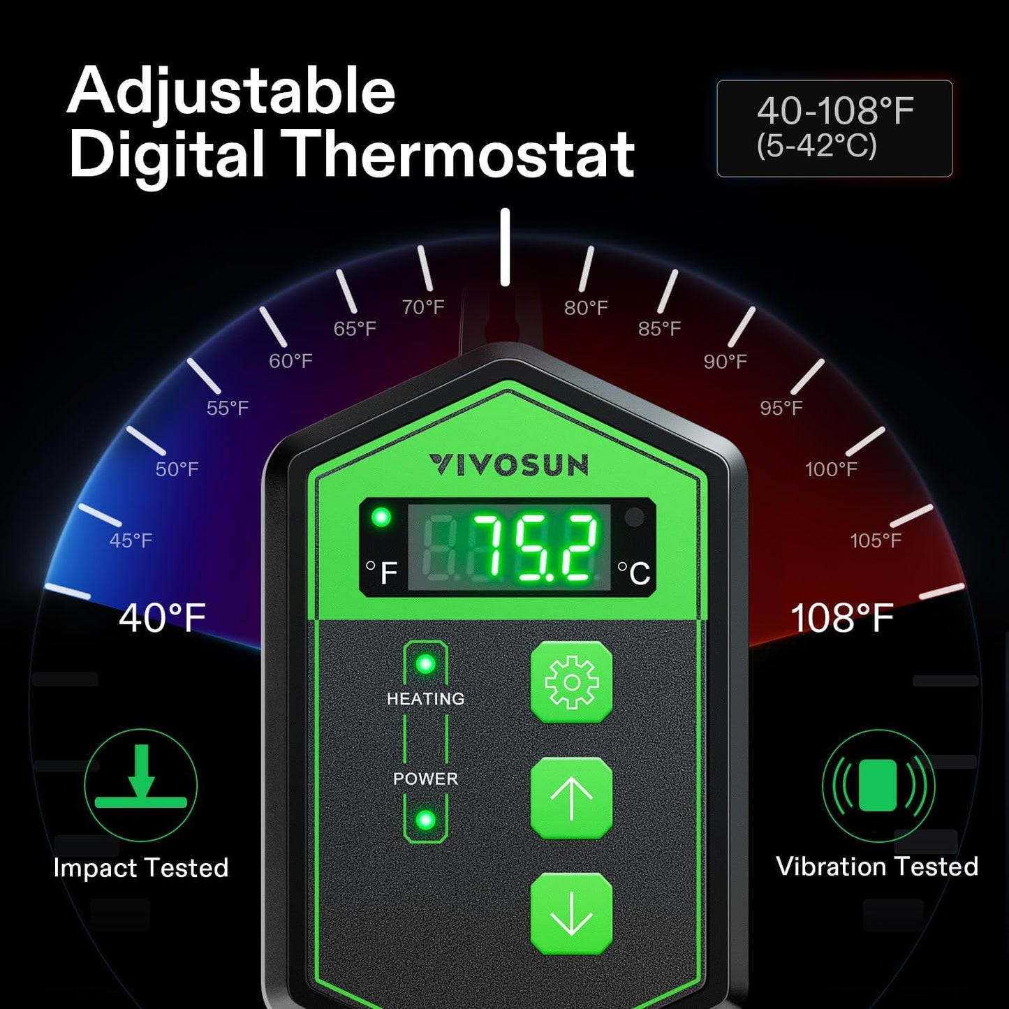 VIVOSUN 3" x 20" Seedling Heat Mat and Digital Thermostat Combo Set, UL & MET-Certified Heating Pad for Hydroponic, Kombucha Tea, Brewing, Fermentation & Plant Germination