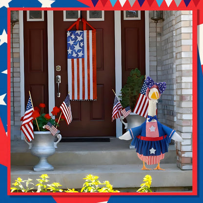 4th of July Porch Goose Outfits for 23 Inch Lawn Statue, Patriotic Costume for Plastic/Cement Statue, Seasonal Independence Day/Memorial Day Sculpture Clothes for Garden Patio Party Decoration