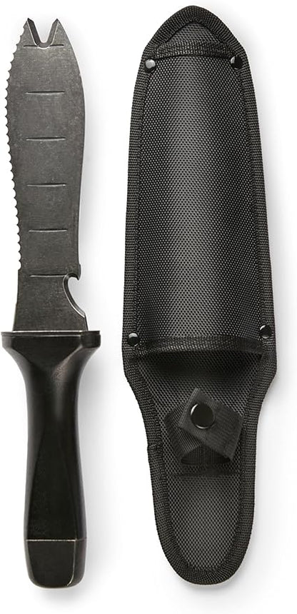Hori Hori Garden Knife, Traditional Japanese Weeding Tool with ergonomic wooden handle. Hori garden tool with 7'inch blade with case. (Weeder blade)
