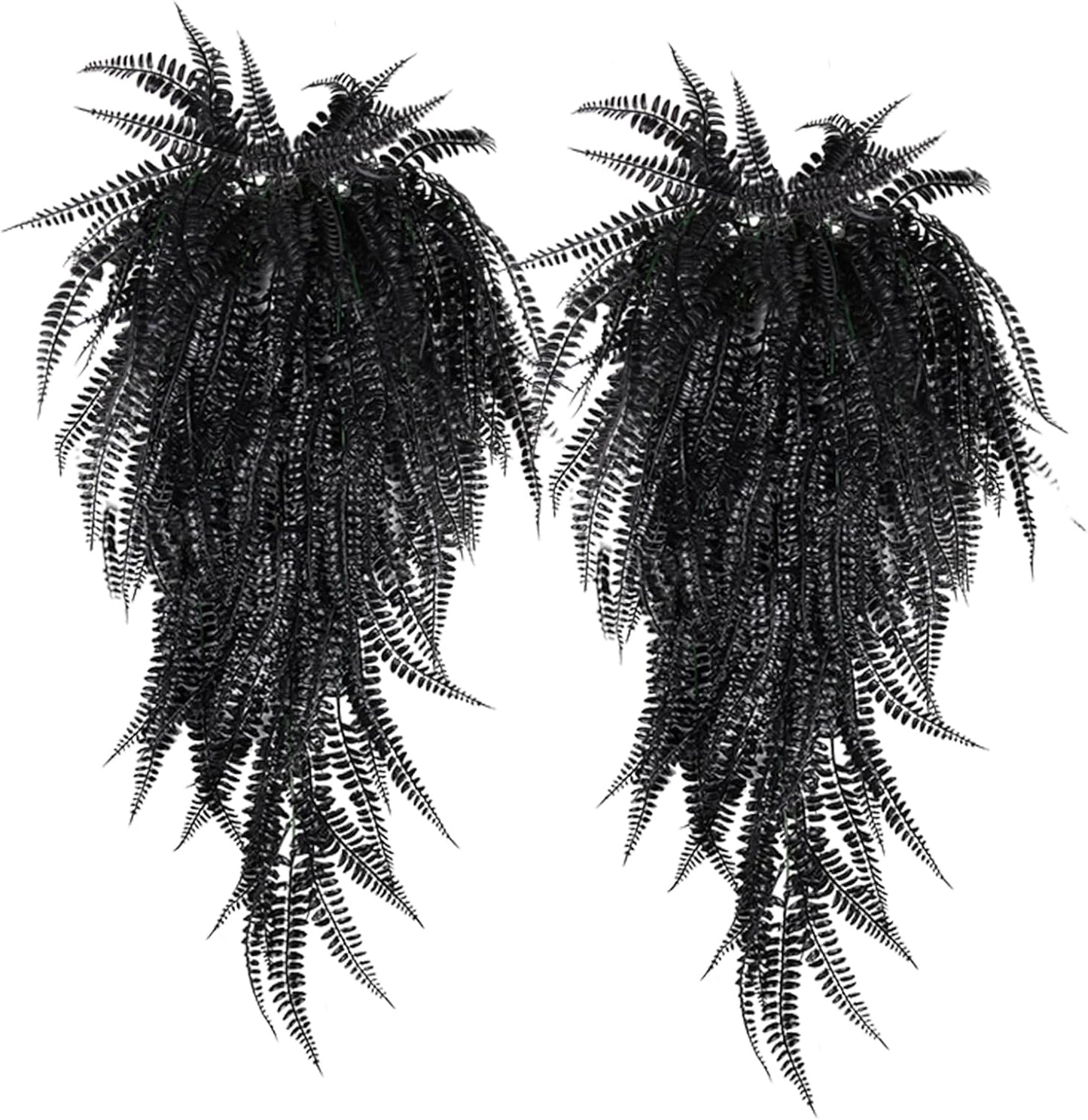 RECUTMS Faux Hanging Plants 4 Pcs UV Resistant Lifelike Artificial Boston Fern Large Draping Fake Greenery Plastic Evergreen Ivy for Wall Home Wedding Garden Indoor Outdoor Decoration (Black)