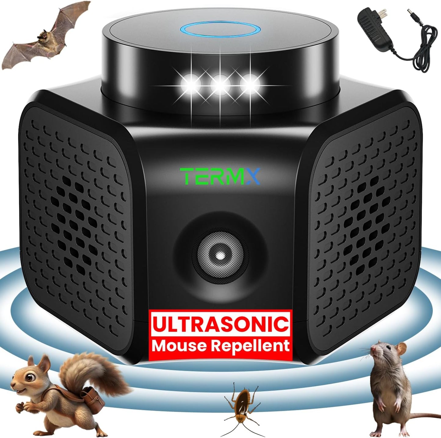Ultrasonic Pest Repeller Indoor 4 Modes No Touch Solution Pest Repellent Ultrasonic Plug in Electronic Mouse Repellent Devices Rat Deterrent Indoor for House Attic Office Garage Warehouse RVs