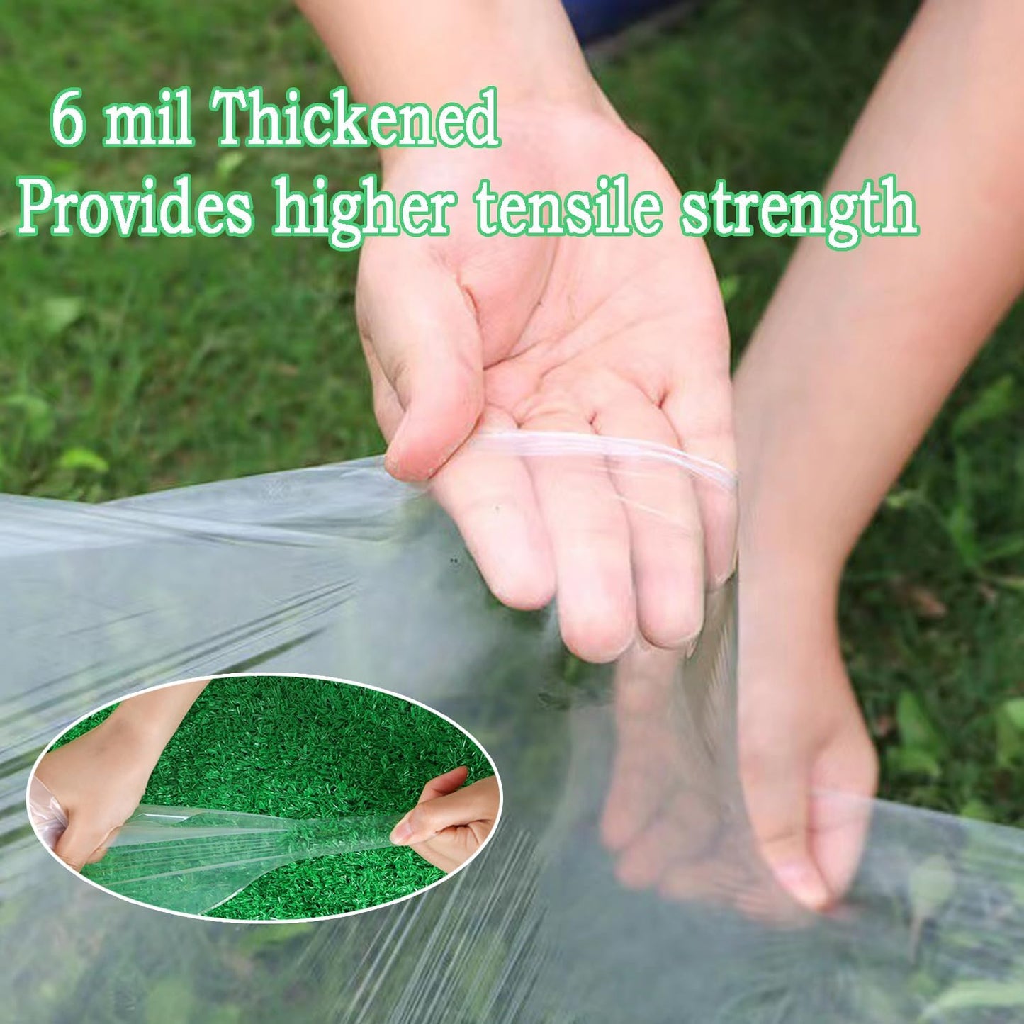 10FTx20FT Greenhouse Plastic Sheeting, 6 Mil Thick Clear Polyethylene Film, Waterproof Wind Frost Dust UV Resistant Green House Plastic Covering for Outdoor Plant, Garden, (10ft x 20ft)