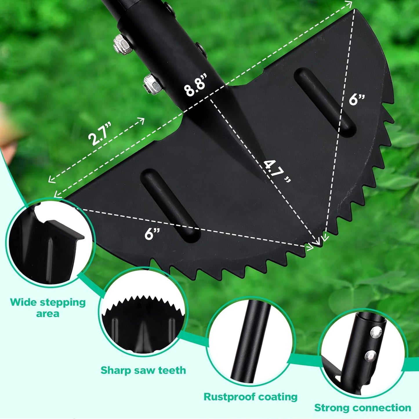Saw Tooth Edger Lawn Tool, Half Moon Manual Lawn Edger with T-Grip, Sidewalk Grass Long Handled Step Grass Edger, 36-Inch Long Handle Hand Edger