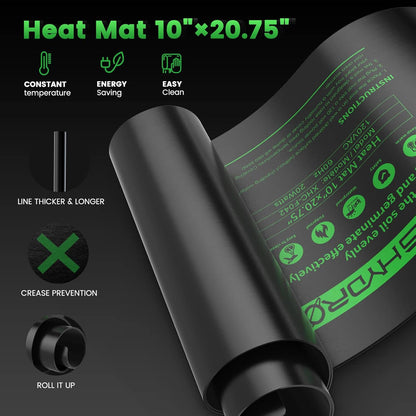 MARS HYDRO 10''x 20.75'' Seedling Heat Mat with Thermostat Combo Set，Heating Pad for for Germination, Indoor Gardening, Greenhouse