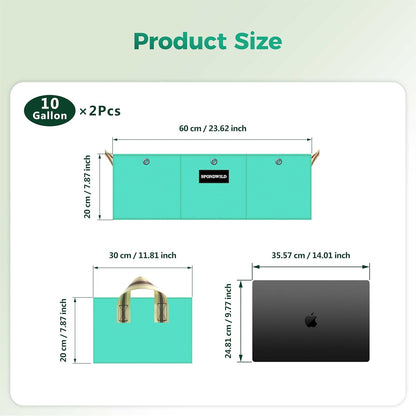 2 Pcs 10 Gallon Rectangle Grow Bags for Growing Potatoes, PE Pots Potato Pots Growing Containers Potato Planter Potato Planter for Growing Potatoes, Green