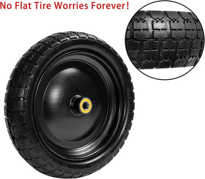 Parts Camp For Gorilla Cart Wheels 13-Inch replacement gorilla cart tires 4.00-6 Flat-free Solid Tire and Wheel For Hand Trucks/Garden Carts/Wheelbarrow/Dolly-5/8"Axle Borehole 2.1"Hub offset (2 Pack)