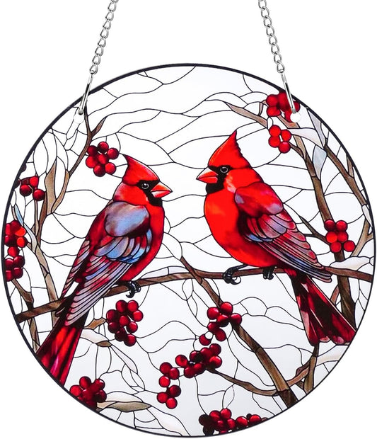 8" Cardinal Window Decorations– Acrylic Hanging Ornament for Door & Window, Decorative Accent for