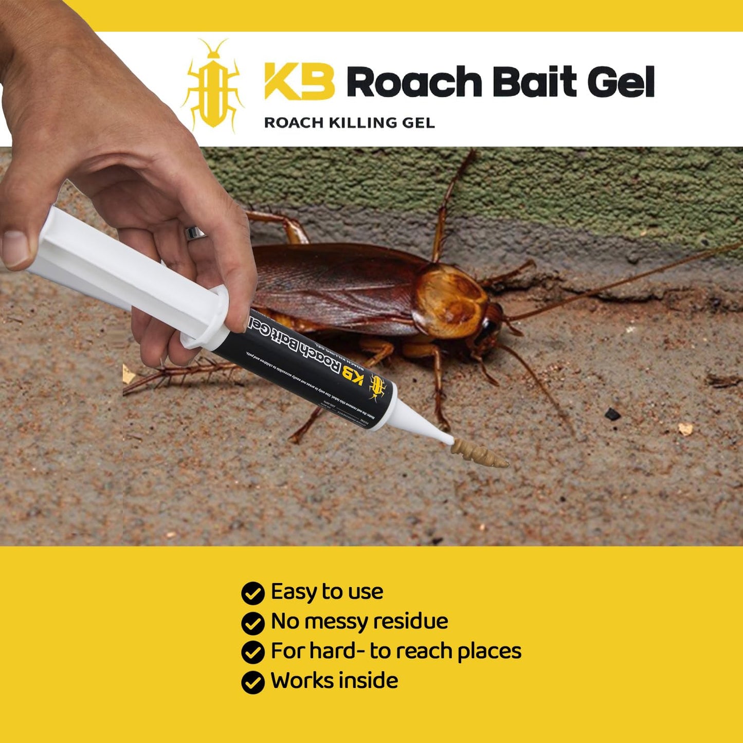 Cockroach Killer Indoor Home Gel (8 PCS) - Combat Gel Alternative with Fipronil 0.05% | Roach Bait Station for Pest Control | 97% Efficacy for American Roaches (99% for German)