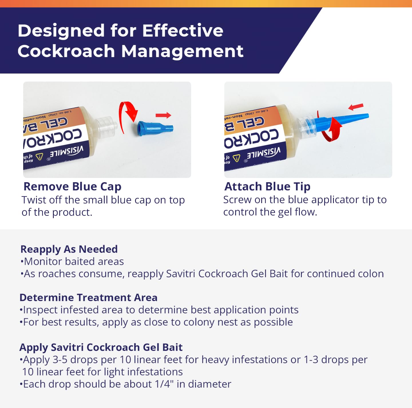 Roach Gel Bait Indoor and Outdoor: Cockroach Killer Repellents for German Cockroaches, Small Roaches – Cockroach Deterrent for Homes and Kitchens – Pet Safe Roach Control 4-Tubes