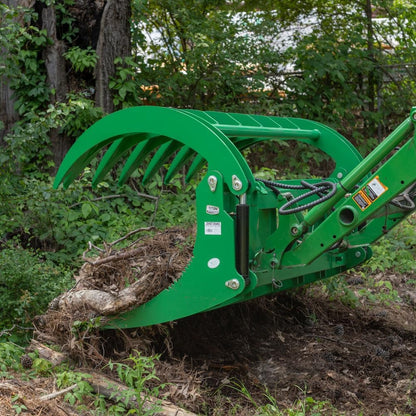 Titan Attachments 60" HD Root Grapple Rake Attachment, Fits John Deere Hook & Pin Tractors, Twin 3,000 PSI Cylinders, Clears Rocks, Logs, Brush, & Debris, Tractor Accessories & Attachments