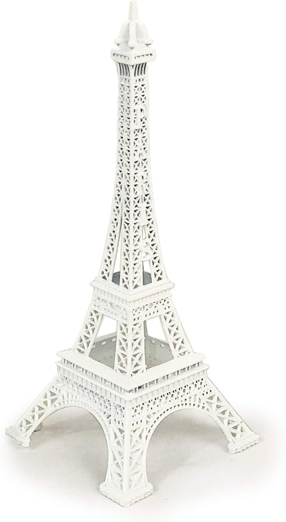 allgala 7" Eiffel Tower Statue Decor Alloy Metal, White