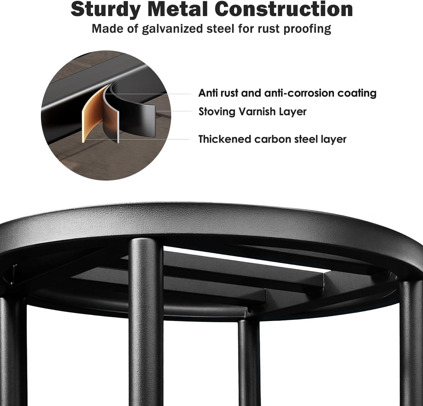 Plant Stand Indoor Outdoor,29" Tall Metal Plant Stands Riser,2 Tier Heavy Duty Wrought Iron Pedestal Holders,Tiered Round Flower Pot Stand,Outside Rust-Proof Black Flower Display stand for Patio