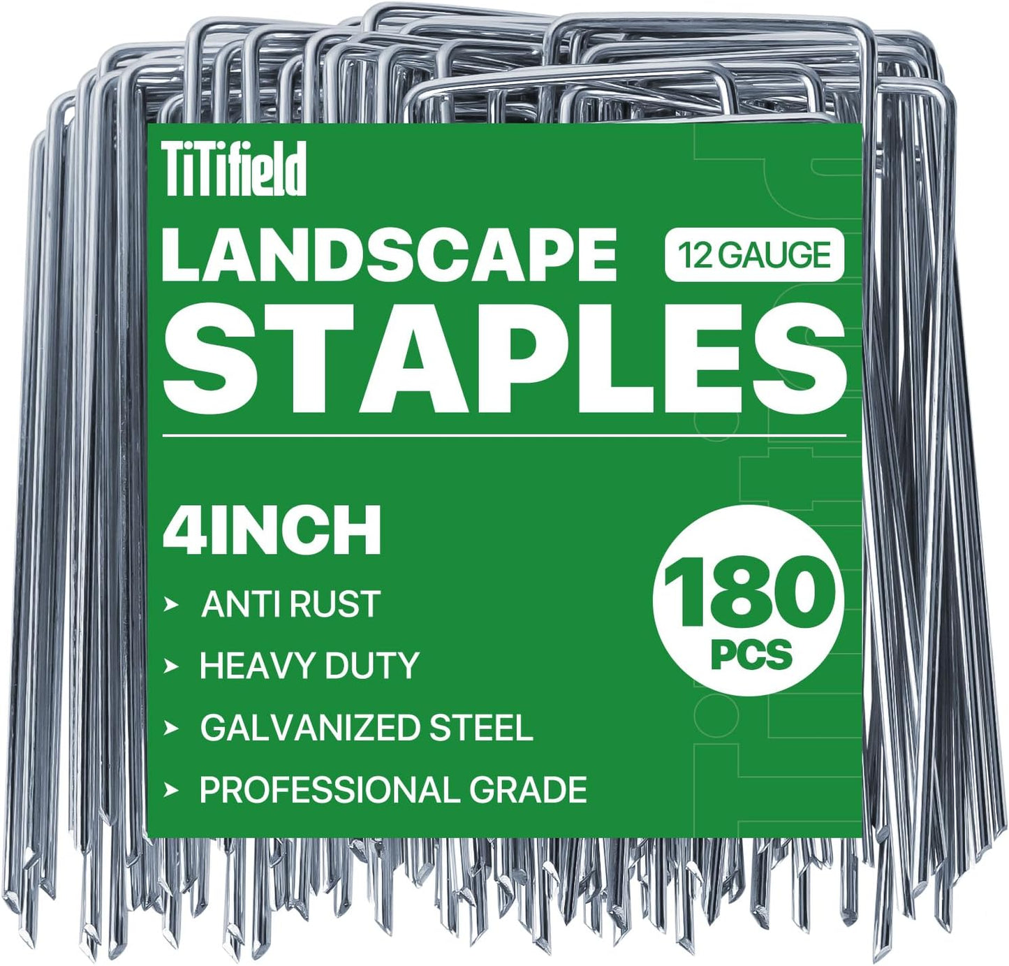 4 Inch 180 Pack Landscape Staples Galvanized Garden Stakes Anti-Rust Landscape Pins for Weed Barrier Fabric, Artificial Turf and Landscape Fabric
