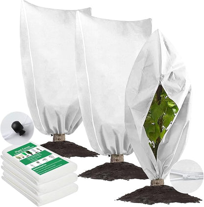3 Pcs Large Plant Covers Freeze Protection 47.5" X 71.2",Reusable Winter Cold Weather Frost Blankets for Outdoor Plants with Drawstring and Zipper,Outdoor Tree Jackets (M:31.5"*47.5", White)