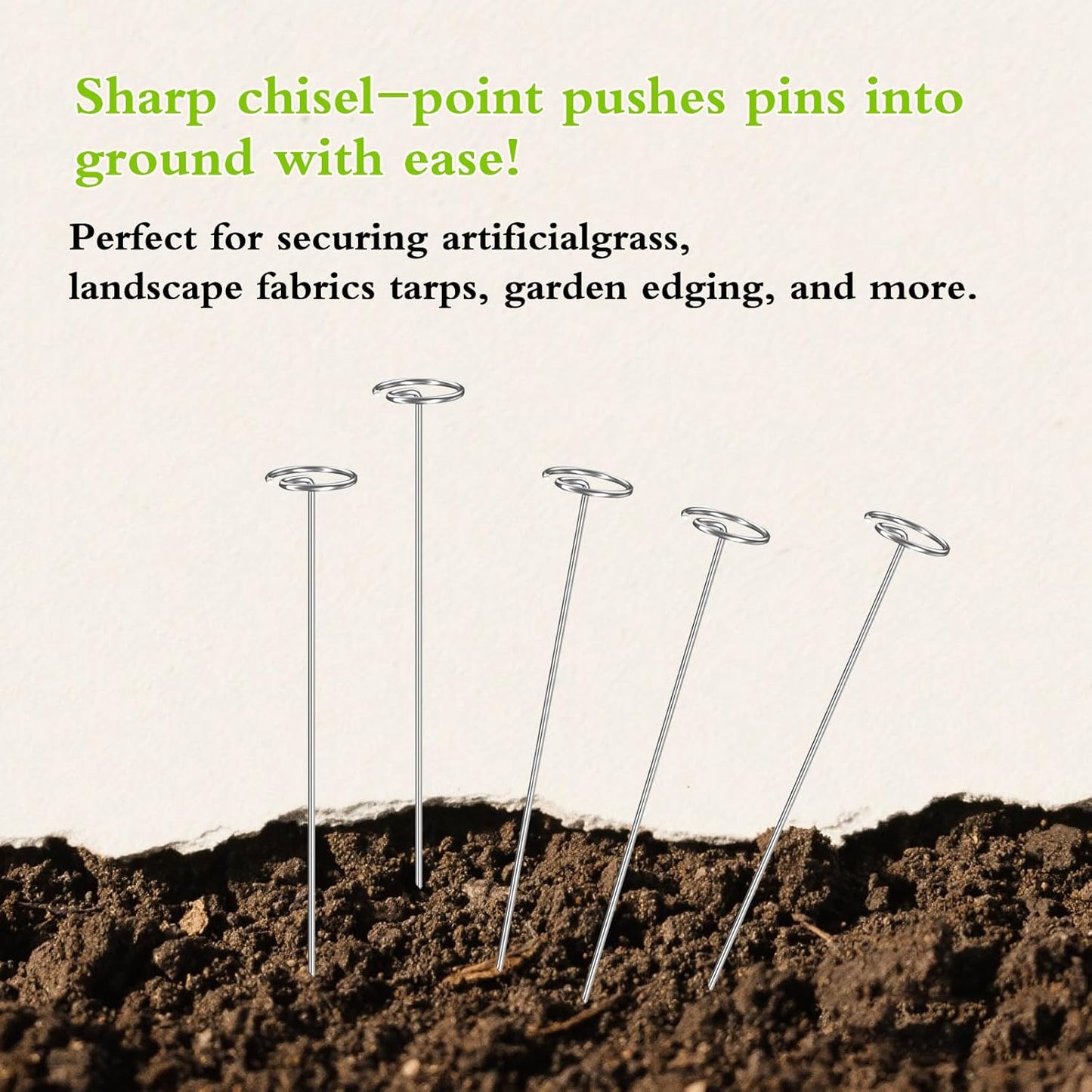 100Pcs Circle Top Landscape Staples, 6 Inch Garden Stake 8 Gauge Galvanized Landscape Fabric Stakes, Heavy Duty Yard Ground Pins for Outdoor Gardening Weed Barrier Sod Fabric - Silver