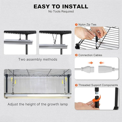 VEVOR Plant Stand with Grow Light, 6-Tier Large Tall Plant Shelf with 3000K 200W Full Spectrum Grow Light, Indoor Grow Light Shelf with Timer and Wheel for Seed Starting 47.2" L x 13.8" W x 70.8" H