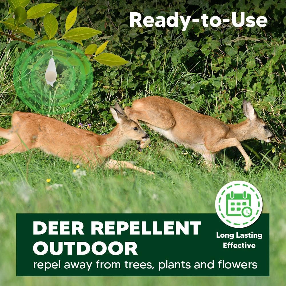 Deer Repellent, Rabbit Repellent Outdoor, Bunny Repellents, Deer and Rabbit Deterrent, Safe for Garden/Yard/Plants/Flowers, Lasting for 60 Days-10 Packs