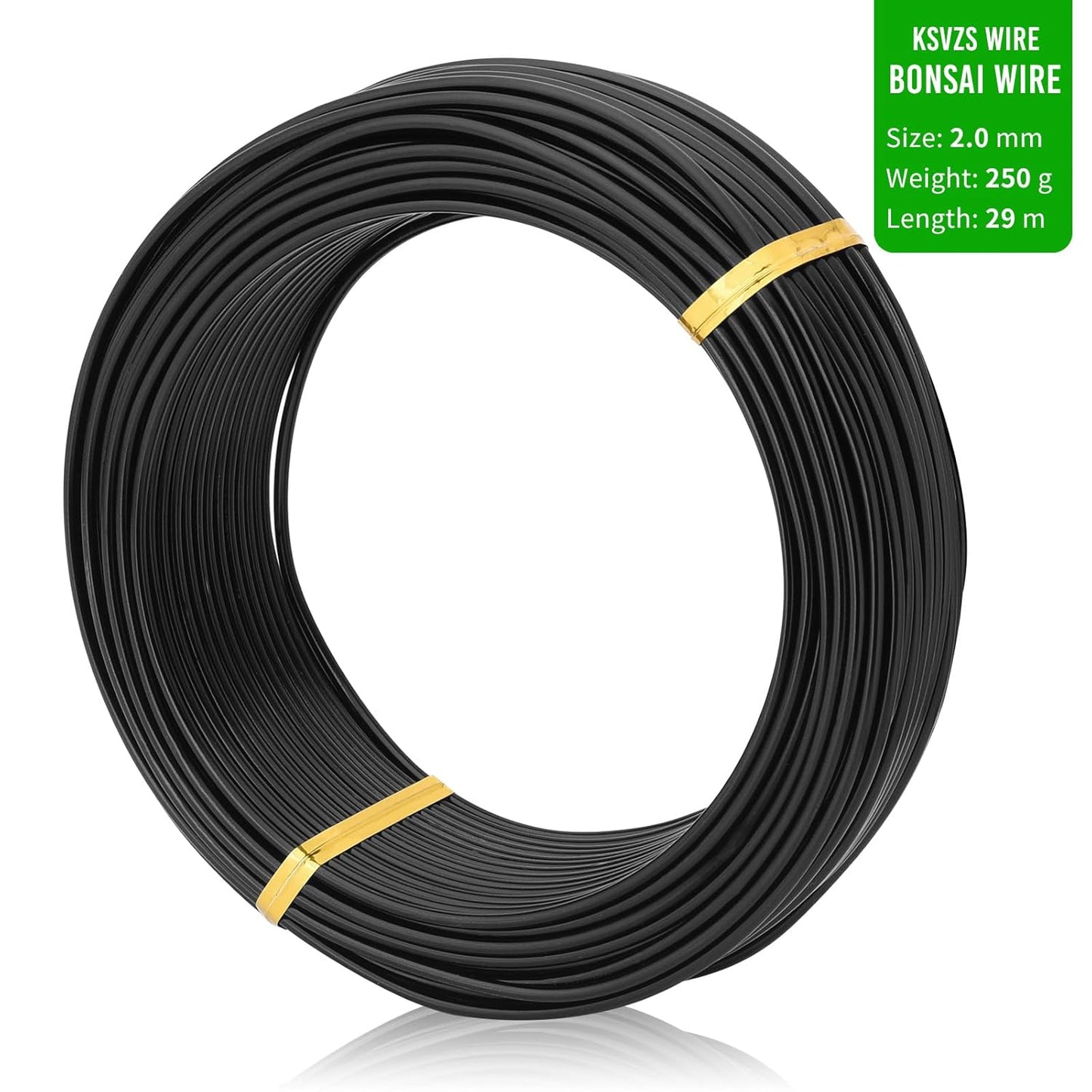 Black-2.0-Anodized Aluminum Bonsai Training Wire 250g Large Roll,Many Size to Choose,KSVZS Bendable Metal Wire for Crafts,Sculpting,Armature and Daily Use,Necessities for Family