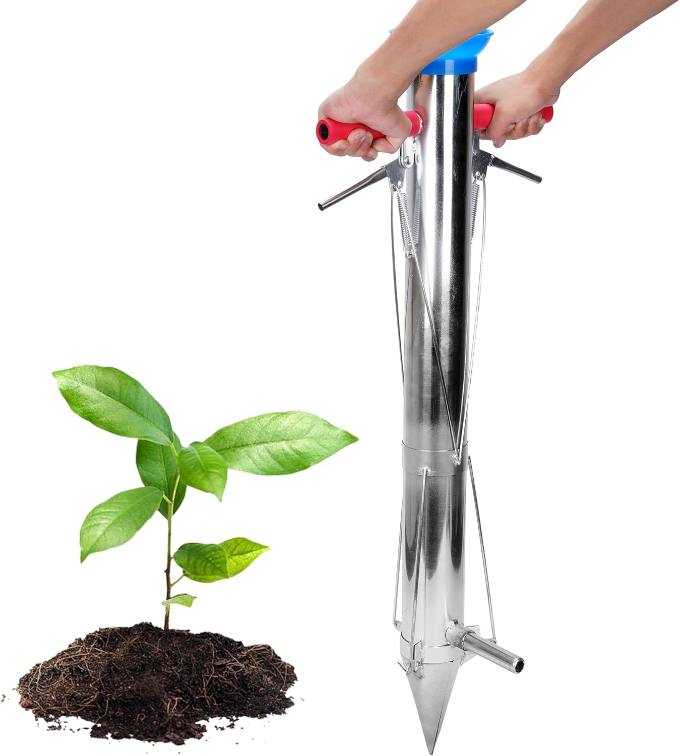 AIWFL Seedling Transplanter Long Handled Bulb Planter Tools Vegetable Young Plant Manual Plant Transplanter Stainless Steel Planting Garden Tools