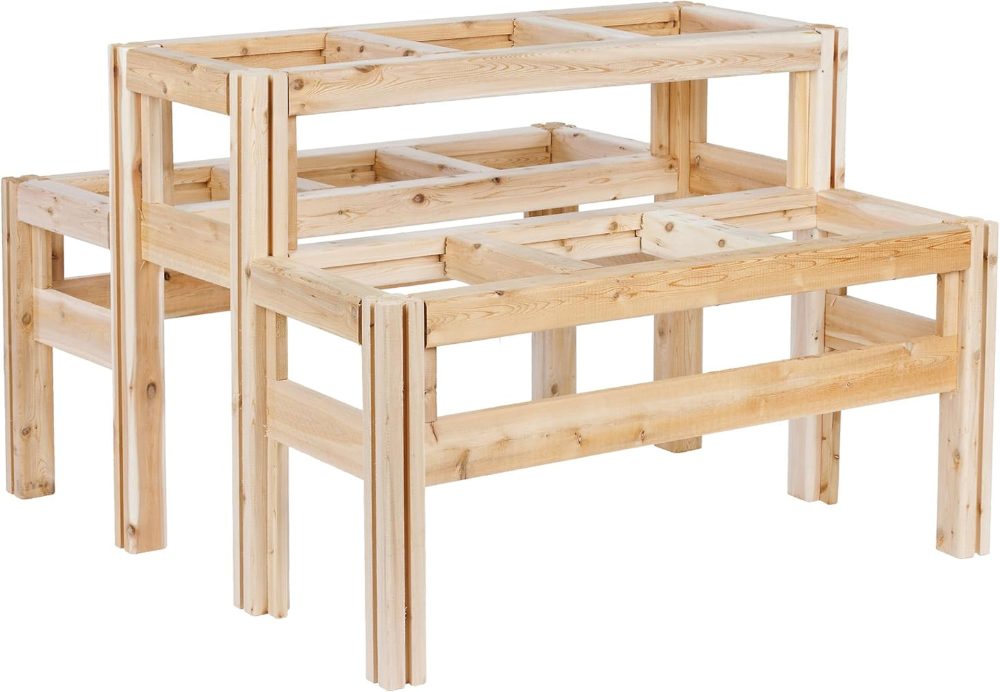 Greenes Fence Two-Tiers Nine Bucket Elevated Cedar Wood Garden Frame, 43 in. x 43 in. x 30 in. - Made in USA with North American Cedar