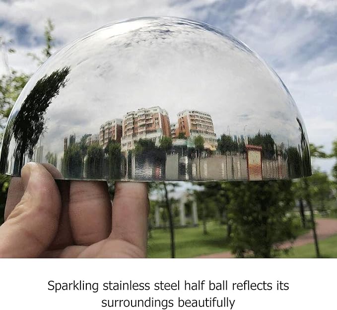 YARDWE 3pcs Gazing Ball Stainless Steel Hollow Ball Half Round Ball Mirror Ball Outdoor Hemisphere Ball Garden Decor for Home Road Yard Patio Ornament