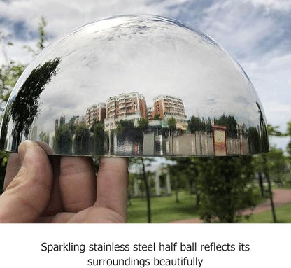 YARDWE 3pcs Gazing Ball Stainless Steel Hollow Ball Half Round Ball Mirror Ball Outdoor Hemisphere Ball Garden Decor for Home Road Yard Patio Ornament
