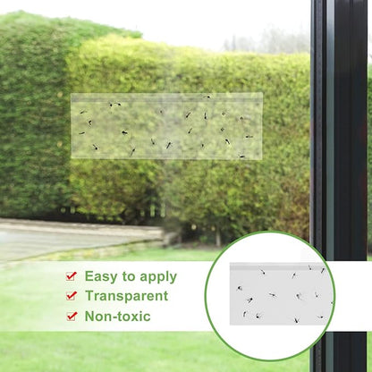 100 Pack Window Fly Trap, Fruit Fly Traps for Indoors, Fly Paper Sticky Strips, Fly Traps for Indoors Bug Catcher Clear