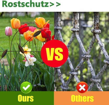 Metal Decorative Garden Fence Border, 32 in x 16 ft,Rustproof Wrought Iron Landscape Fencing for Flower Bed, Trees (Dark Brown)