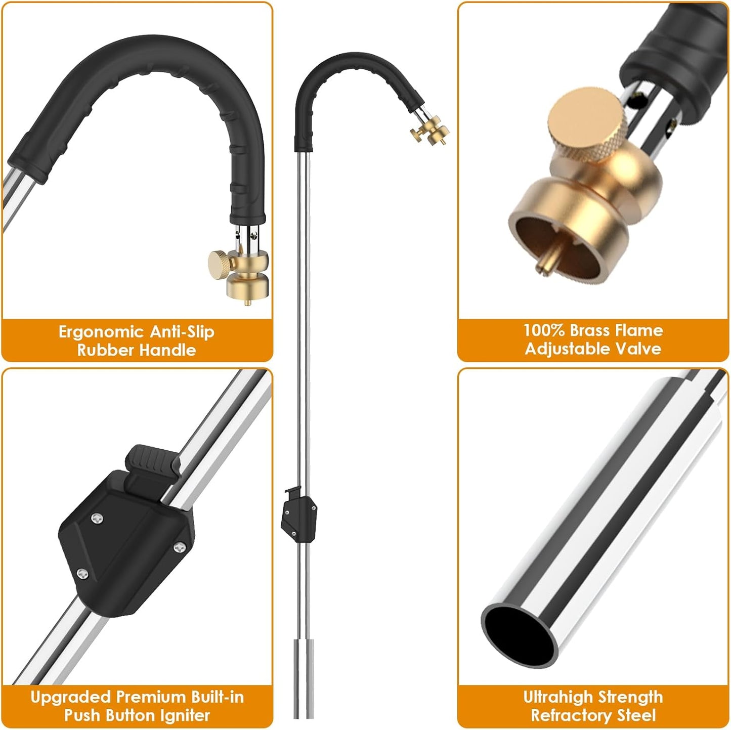 Weed Torch Propane Burner,Blow Torch Weed Burner with Self Igniting(Turn the Knob Slightly Before Ignition),Anti-slip Rubber Handle for Weeding,Melt Ice,Charcoal Starter-Fuel Not Included