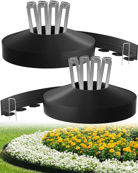 Bluepro Landscape Edging, 2 Inch 100 ft Garden Border Edging Upgraded with 150 Steel Stakes