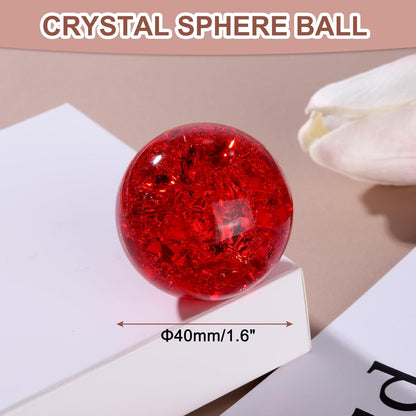 uxcell 40mm/1.6" Crystal Sphere Ball Ice Cracked Glass Solid Decorative Sphere Crystal Ball Prop Ornament for Feng Shui Divination Fortune Telling Tabletop Fountain Decoration, Red