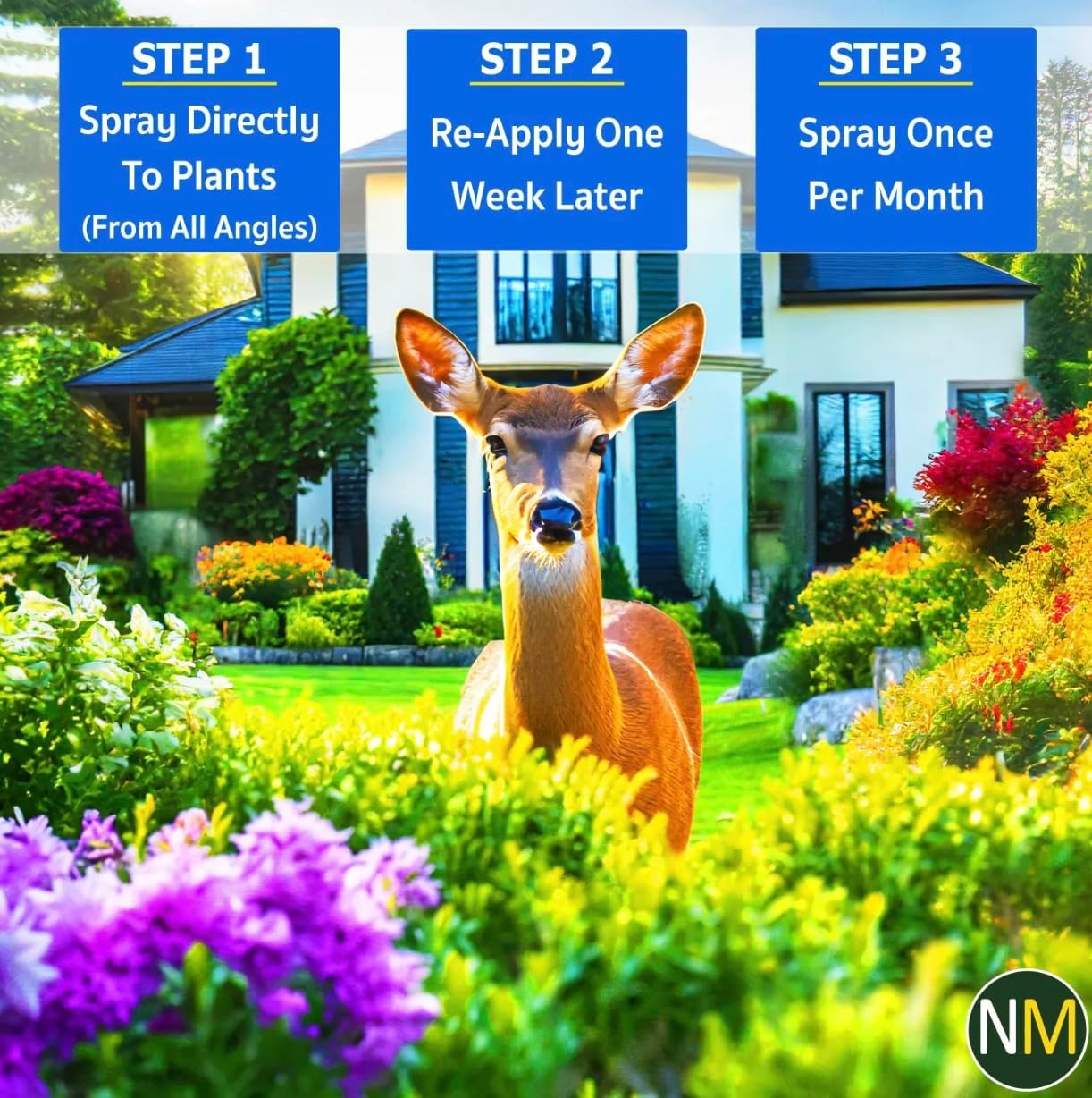 Nature’s MACE Deer and Rabbit Mace, Deer Repellent Spray, Plants, Lawns, Flowers, Gardens, Deer Repellent Spray, Keep Deer Out, Deterrent, All-Season Protection, 1 Gallon Concentrate, Treats 2 Acres
