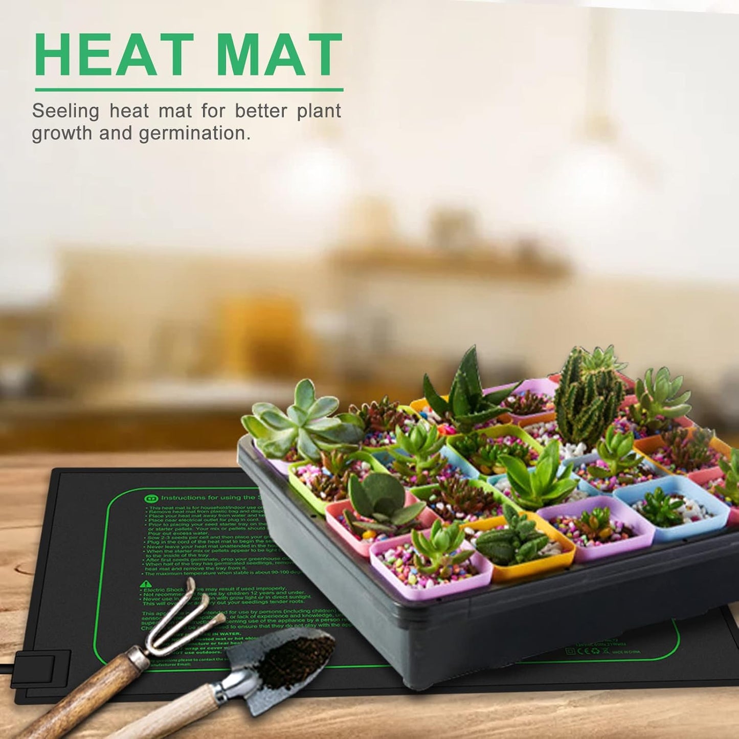 Seedling Heat Mat with Digital Thermostat, 10" x 20.75" Waterproof Heating Pad for Hydroponic Germination Seed Starting, Adjustable Controller