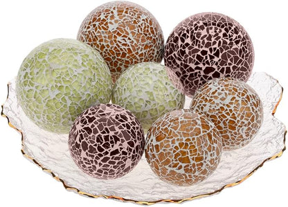 6 PCS 2.5inch Glass Decoration Orbs Set Glass Mosaic Sphere Balls Mix Color Bowls Vases Table Centerpieces Home Living Room Christmas Wedding Party Ornaments