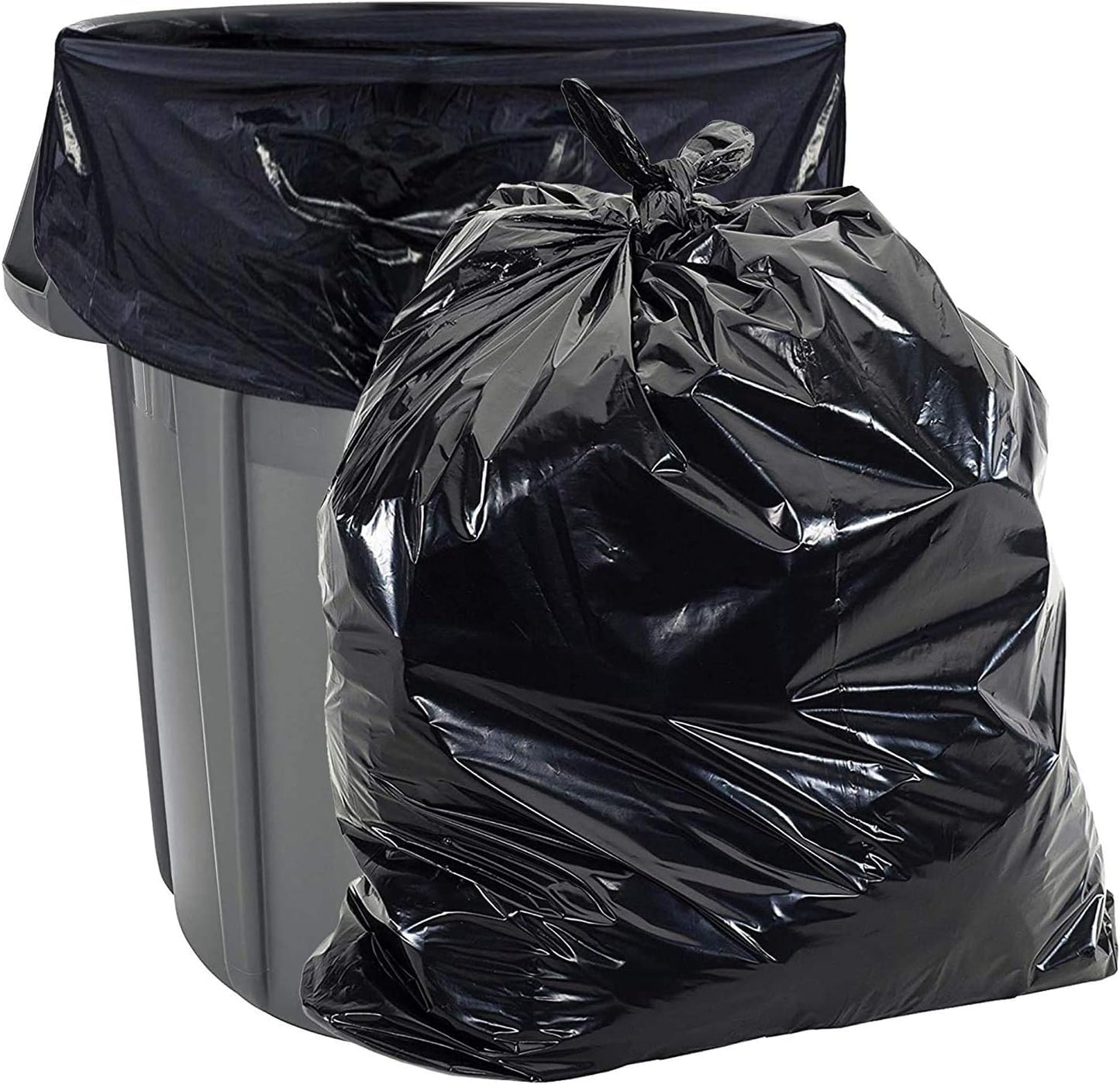 Aluf Plastics 56 Gallon Trash Bags (2 MIL - Pack of 50) 43" x 47" - Large Heavy Duty Can Liners - Plastic Black Garbage Bags for Lawn, Leaf, Contractor, Yard, Outdoor use