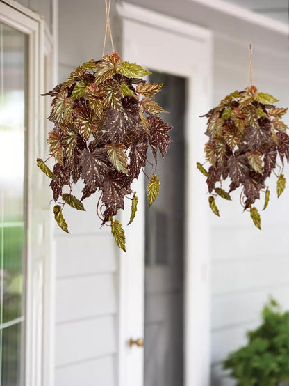 Large Fake Hanging Plants in Pot for Indoor & Outdoor, Long Artificial Hanging Pothos Plants Red, 27.6" Fake Potted Vines Ivy Greenery Plant for Room Wall Shelf Decor Living Room Patio Porch