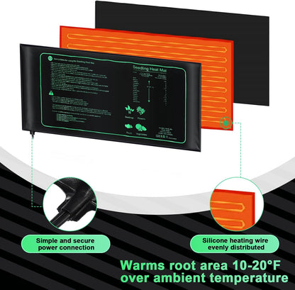 ROCEEI 16 Pack Durable Seedling Heat Mat 10 x 20.75 Waterproof Plant Heating Pad Warm Hydroponic Grow Mat for Greenhouse Grow Seed Starting Plant Germination