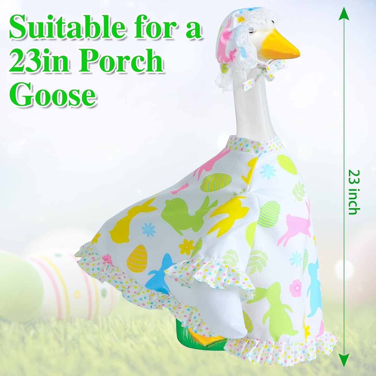 Easter Goose Outfit for 23" Cement Porch Goose Statue - Spring Outdoor Patio Yard Lawn Decoration